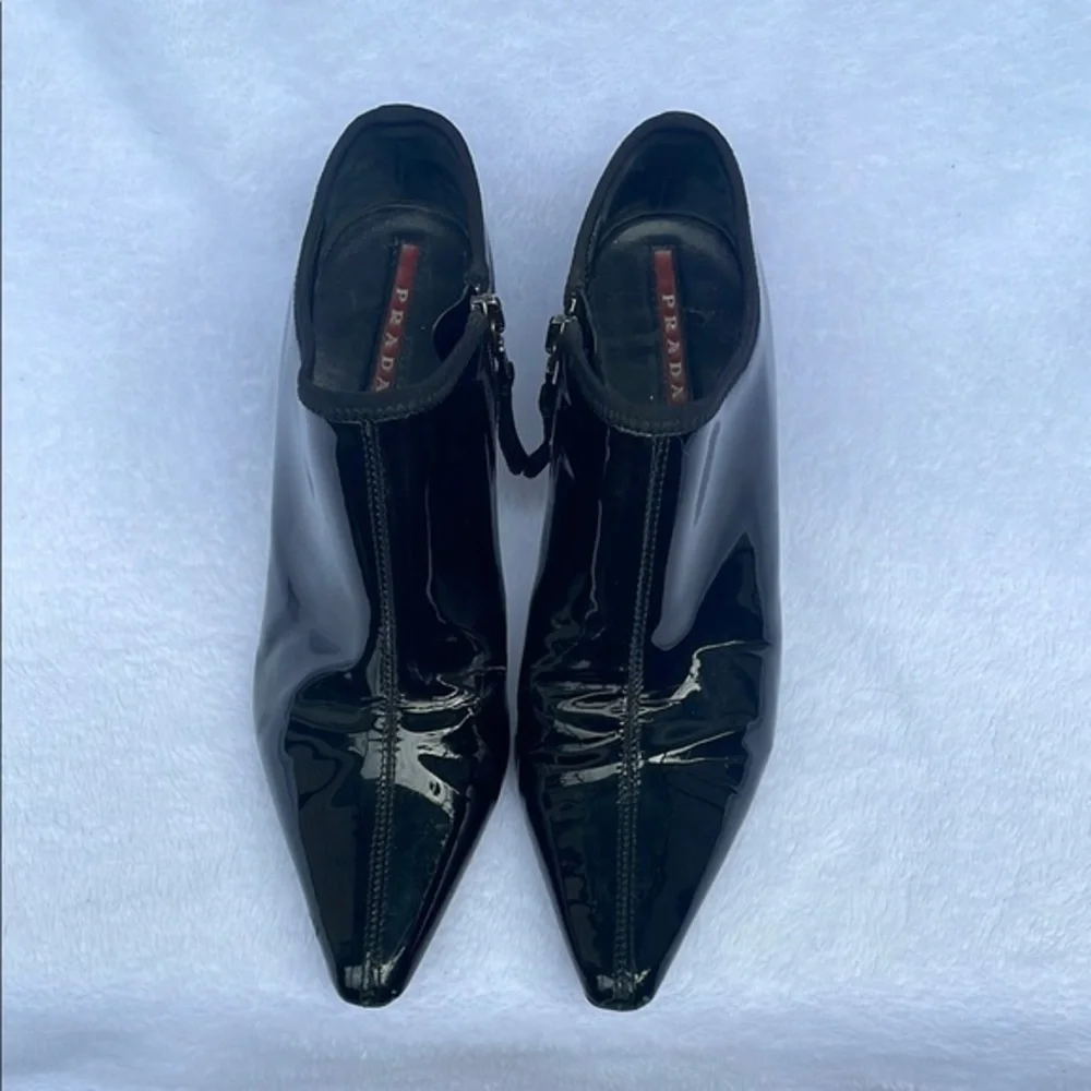 Prada Glossy Black Ankle Booties